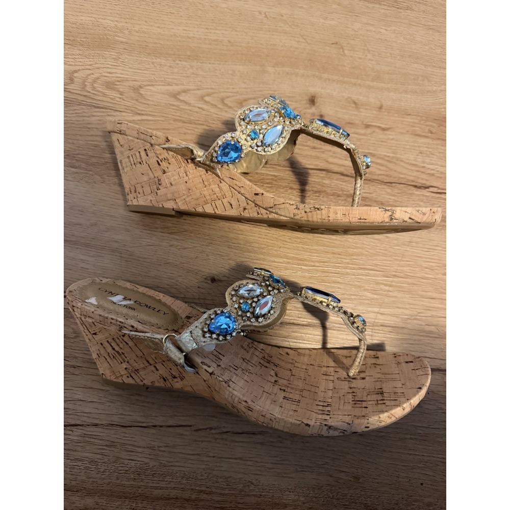 Cynthia Rowley Women's Sandals Size 9.5 Wooden Platform Wedge
